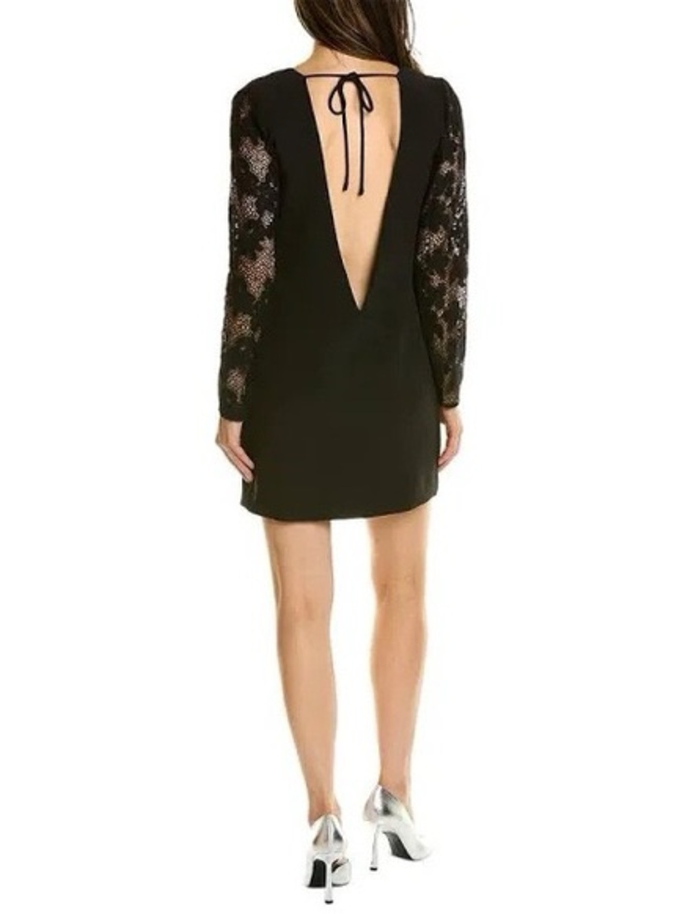 The Kooples Black V-Neck Lace Sleeve Mini Dress